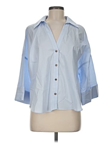 Zara 3/4 Sleeve Button-Down Shirt (view 1)