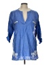 MULTIPLES 100% Cotton Blue 3/4 Sleeve Blouse Size L - photo 1