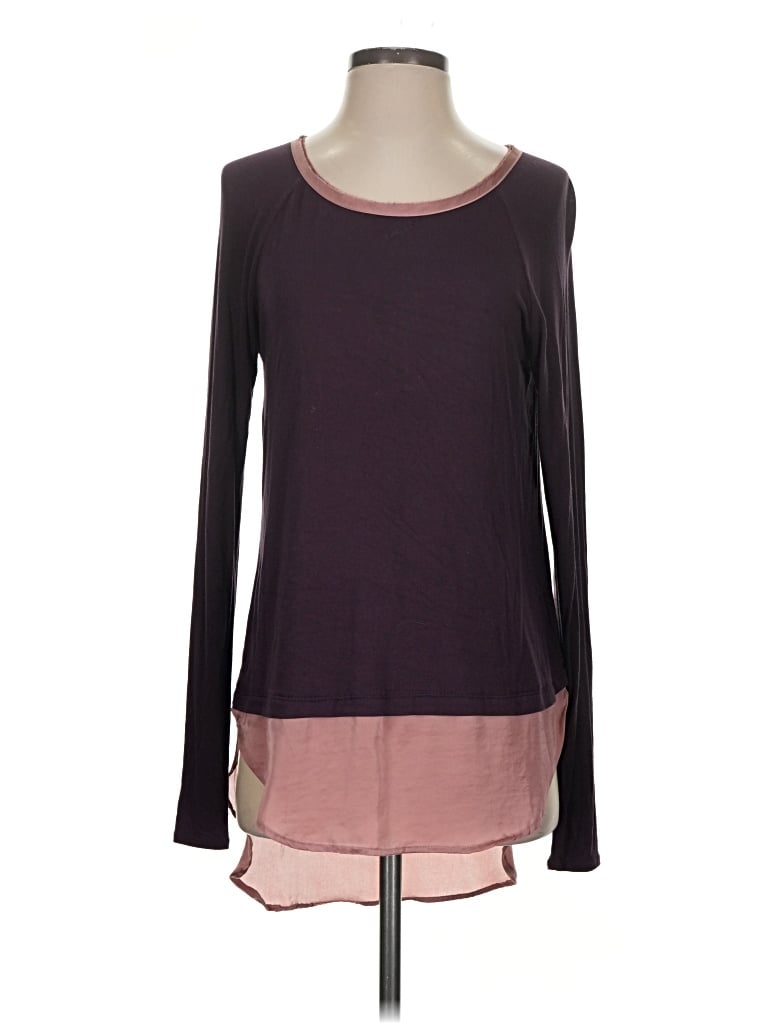 Pre-owned Bordeaux Long Sleeve Top Burgundy Boatneck Tops