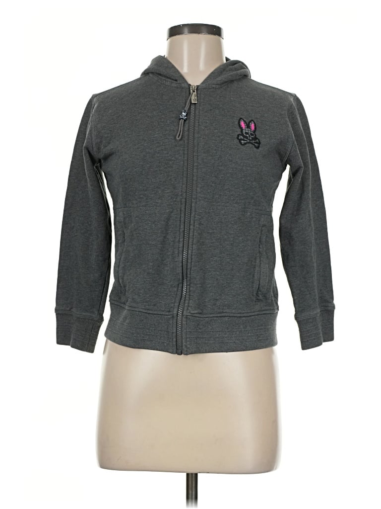 Pre-owned Psycho Bunny Zip Up Hoodie In Gray