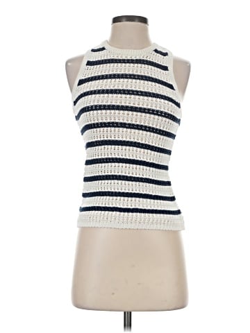 Madewell Crochet-Knit Crewneck Sweater Tank in Stripe (view 1)