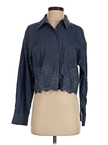 Zara 3/4 Sleeve Button-Down Shirt (view 1)