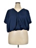 Ann Taylor 100% Polyester Blue Short Sleeve Blouse Size XXL - photo 1