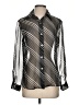 Impressions Stripes Silver Long Sleeve Blouse Size S - photo 1