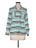 Elementz Stripes Teal Long Sleeve Blouse Size M (petite) - photo 1