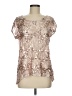 Studio Y 100% Polyester Silver Short Sleeve Blouse Size M - photo 1