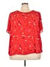 PREMISE 100% Polyester Red Short Sleeve Blouse Size 3X - photo 1