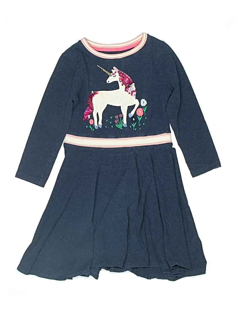 Pre-owned Mini Boden Kids' Dress In Blue