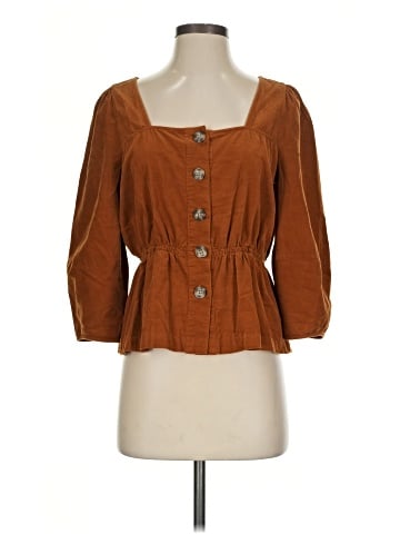 Madewell Corduroy Button-Front Peplum Top (view 1)