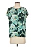 Halogen 100% Polyester Print Teal Short Sleeve Blouse Size XS - photo 1