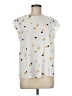 Como Black 100% Rayon Stars White Silver Short Sleeve Blouse Size M - photo 1