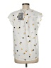 Como Black 100% Rayon Stars White Silver Short Sleeve Blouse Size M - photo 2
