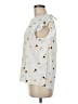 Como Black 100% Rayon Stars White Silver Short Sleeve Blouse Size M - photo 5