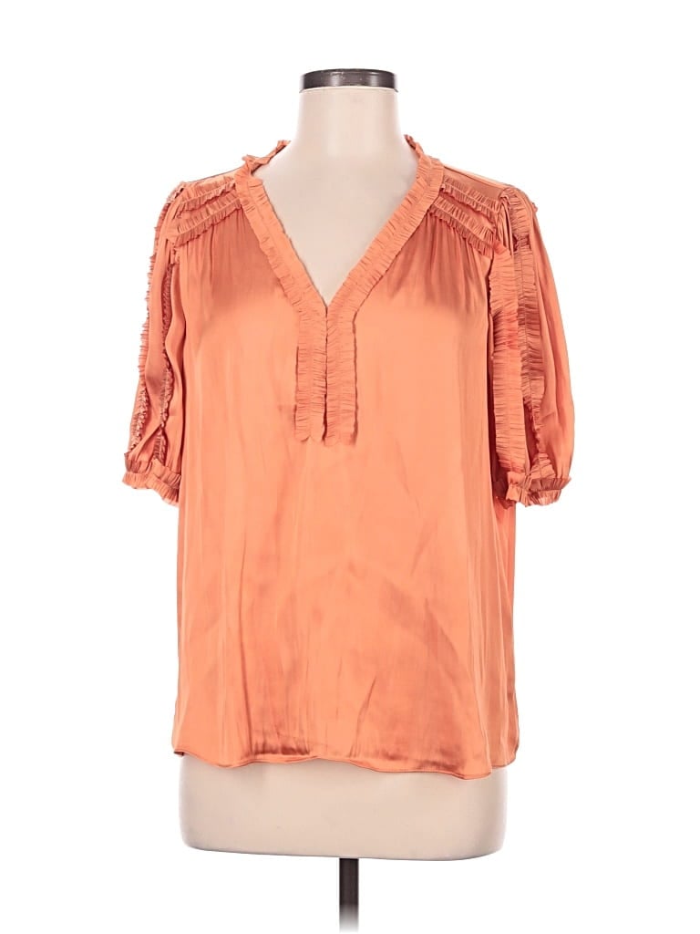 Pre-owned Current Air Short Sleeve Blouse In Orange