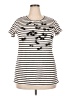 Halogen 100% Polyester Stripes Ivory Short Sleeve T-Shirt Size XXL - photo 1