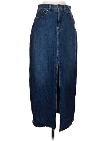 Madewell Denim Front-Slit Midi Skirt in Kincord Wash (view 1)