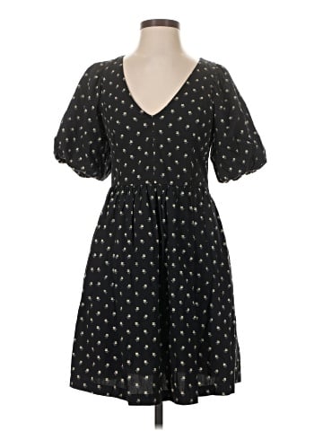 Madewell V-Neck Puff-Sleeve Mini Dress in Floral Ikat (view 1)