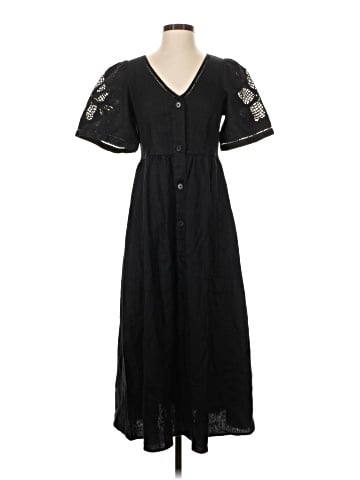 Madewell Cassie Button-Front Midi Dress in Embroidered Linen (view 1)