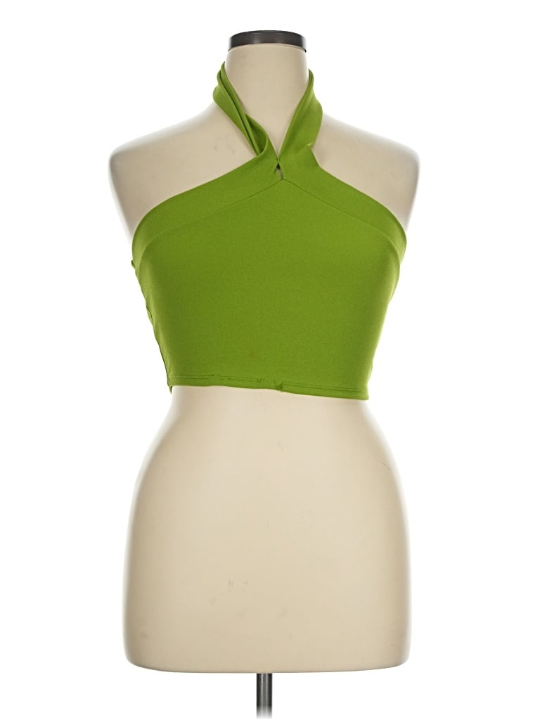 Pre-owned 21 Saints Tank Top Green Halter Neckline Tops