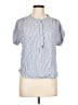 Gap 100% Viscose Stripes Blue Short Sleeve Blouse Size L - photo 1