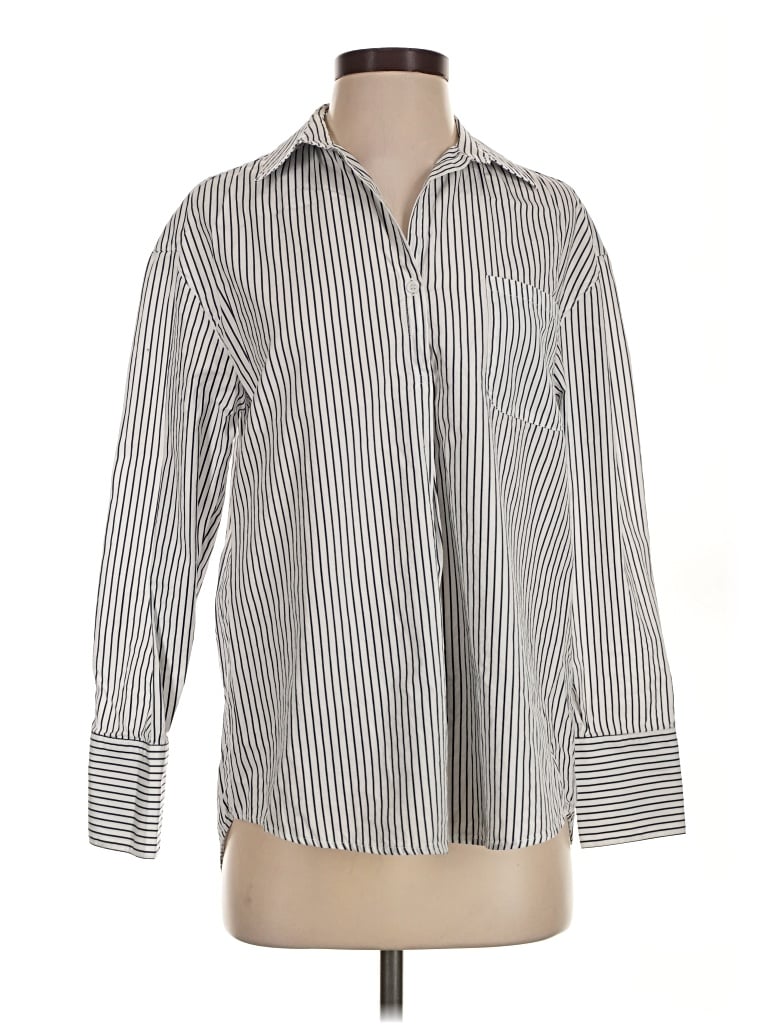 Pre-owned Harshman Long Sleeve Button Down Shirt In Silver