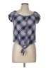 No Comment Blue Short Sleeve Blouse Size L - photo 1