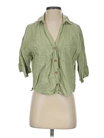 Zara 3/4 Sleeve Button-Down Shirt (view 1)