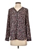 Halogen 100% Polyester Animal Print Black Long Sleeve Blouse Size S - photo 1