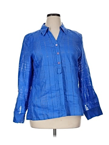 JM Collection 3/4 Sleeve Button-Down Shirt (view 1)