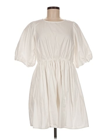 Madewell Poplin Crewneck Bubble-Sleeve Mini Dress (view 1)