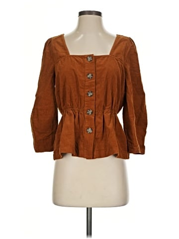 Madewell Corduroy Button-Front Peplum Top (view 1)