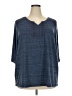 Catherines Marled Blue Short Sleeve Henley Size 2X Petite - photo 1