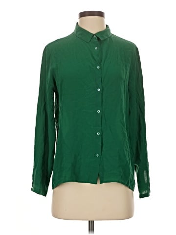 Zara Basic Long Sleeve Silk Top (view 1)