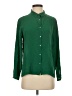 Zara Basic 100% Silk Solid Green Long Sleeve Silk Top Size S - photo 1