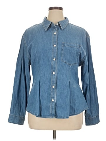 Madewell Denim Darted Button-Up Shirt in Winnset Wash (view 1)
