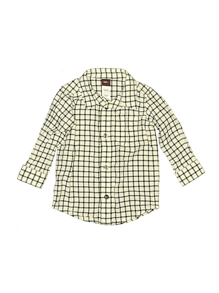 Pre-owned Tea Babies' Long Sleeve Button Down Shirt In Ivory