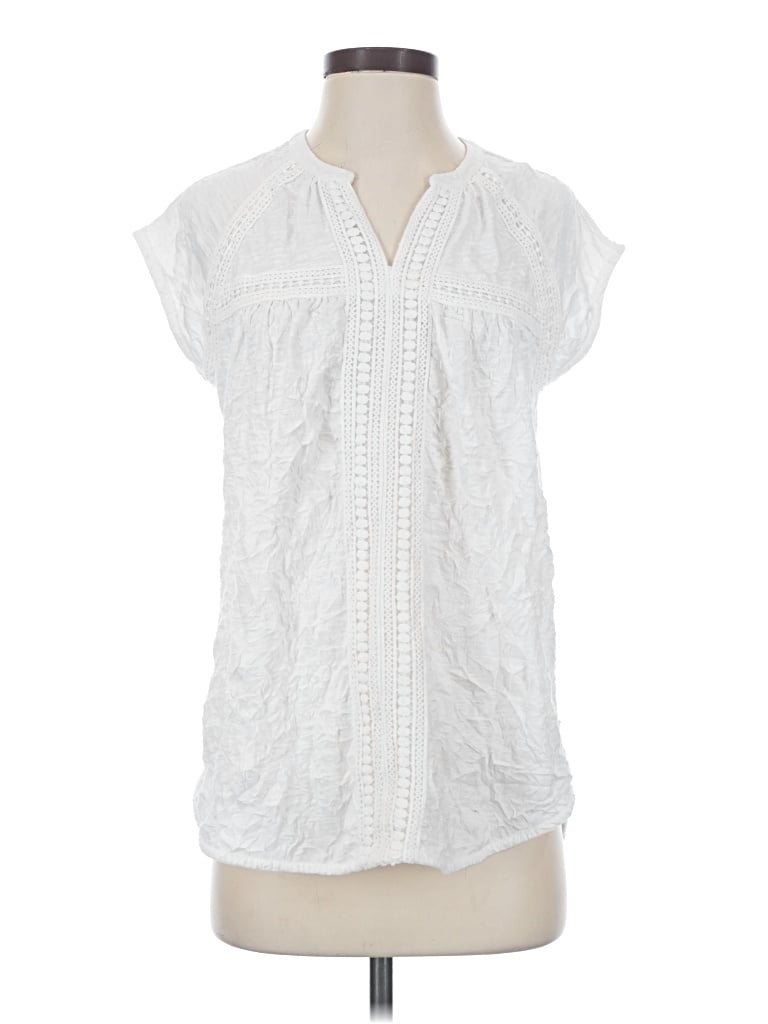 Pre-owned Sundance Short Sleeve Blouse In White