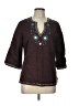 Grace Elements 100% Linen Brown 3/4 Sleeve Blouse Size L - photo 1