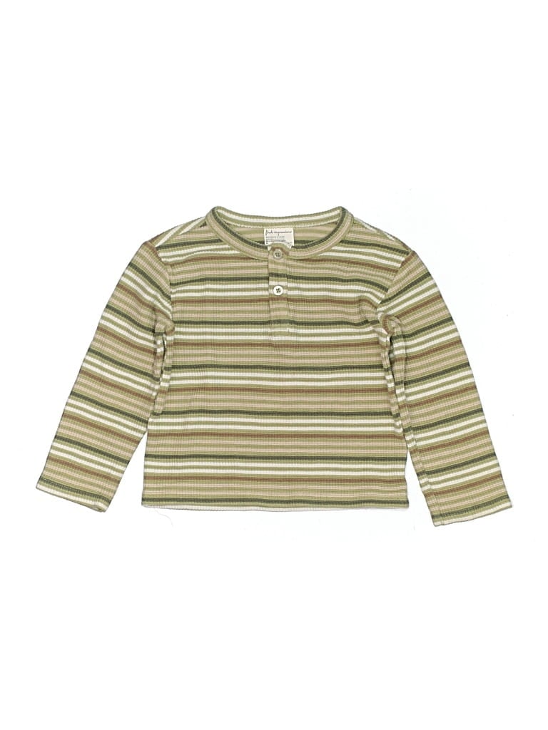 Pre-owned First Impressions Kids' Long Sleeve Henley In Green