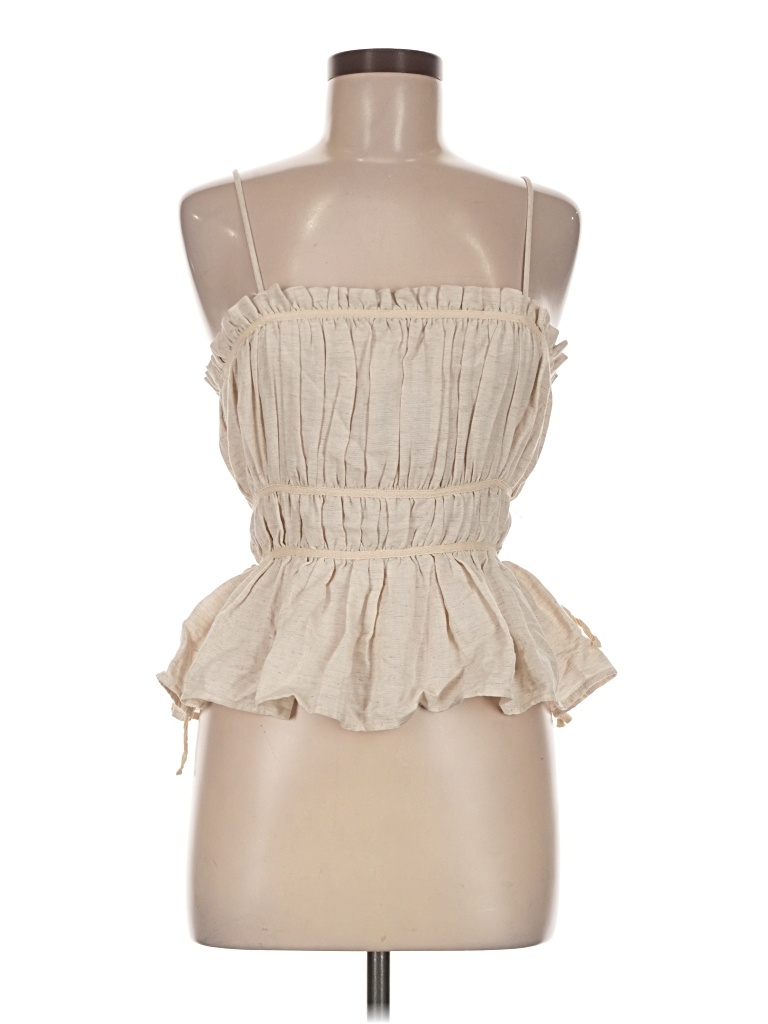 Pre-owned Zara Sleeveless Blouse In Tan