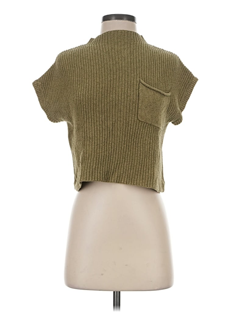Pre-owned Fp Beach Short Sleeve Top Green Turtleneck Tops