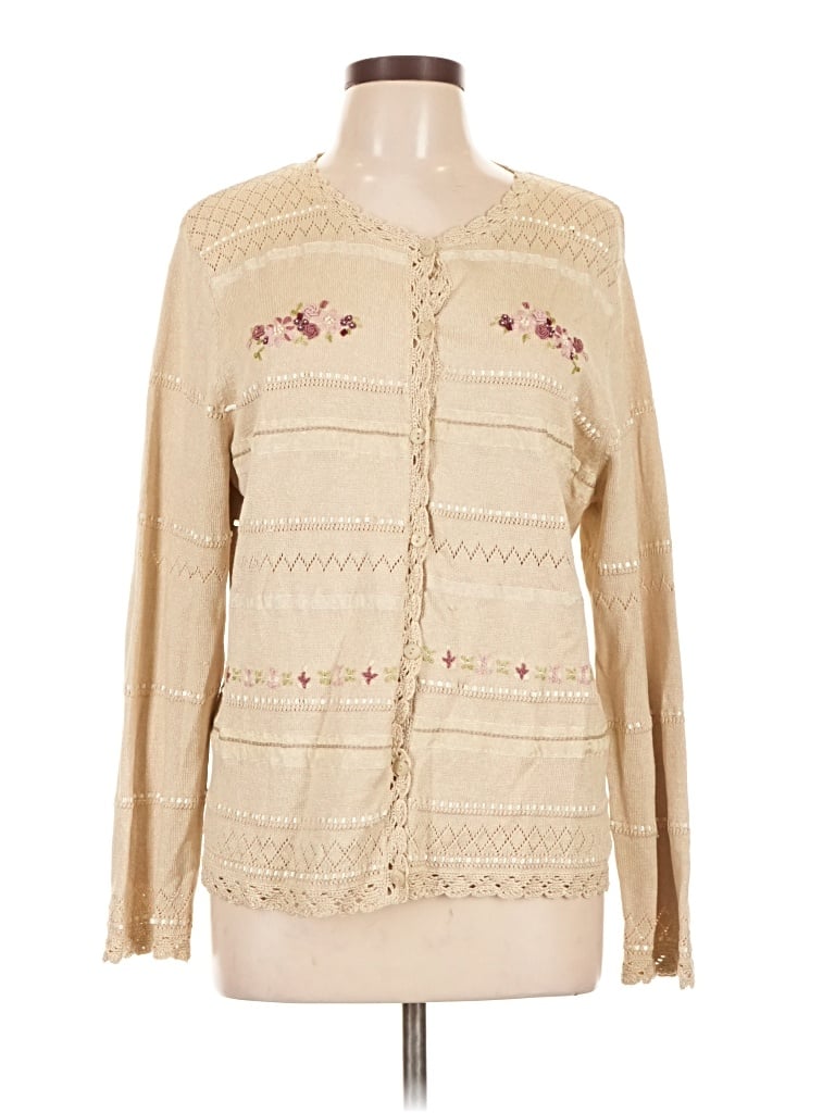 Pre-owned Pendleton Long Sleeve Top Tan Mock Neckline Tops
