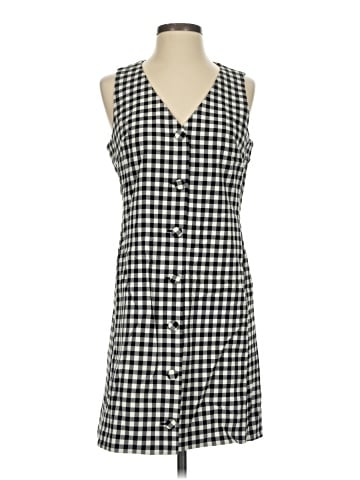 Madewell V-Neck Mini Vest Dress in Gingham (view 1)