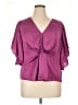 DKNY 100% Polyester Purple Short Sleeve Blouse Size XL - photo 1