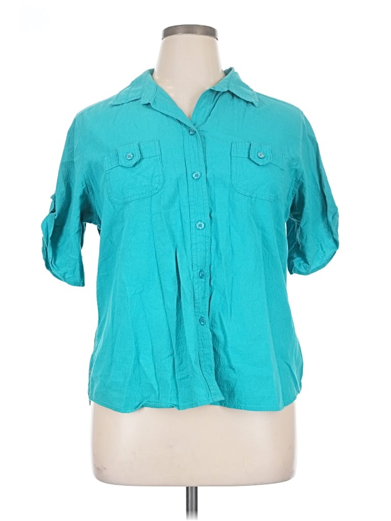 Pre-owned White Stag 3/4 Sleeve Button Down Shirt In Teal