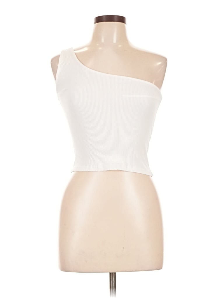 Pre-owned Stradivarius Sleeveless Top Ivory One Shoulder Neckline Tops