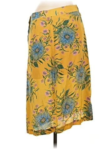 Madewell Silk Side-Button Skirt in Painted Blooms (view 2)