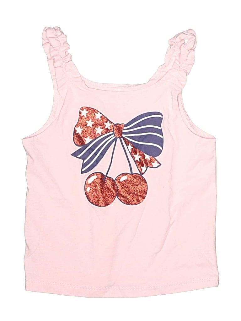 Pre-owned Berkley Jensen Kids' Tank Top Pink Sweetheart Neckline Tops