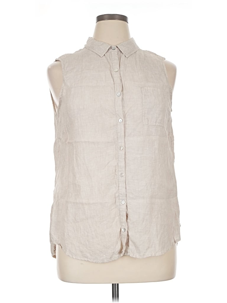 Pre-owned Sigrid Olsen Sleeveless Button Down Shirt In Gray
