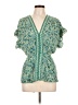 Max Studio 100% Polyester Green Short Sleeve Blouse Size L - photo 1